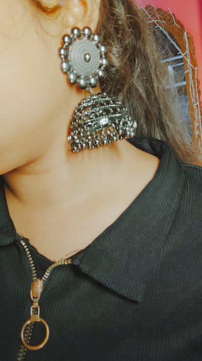 Oxidised Black jhumka