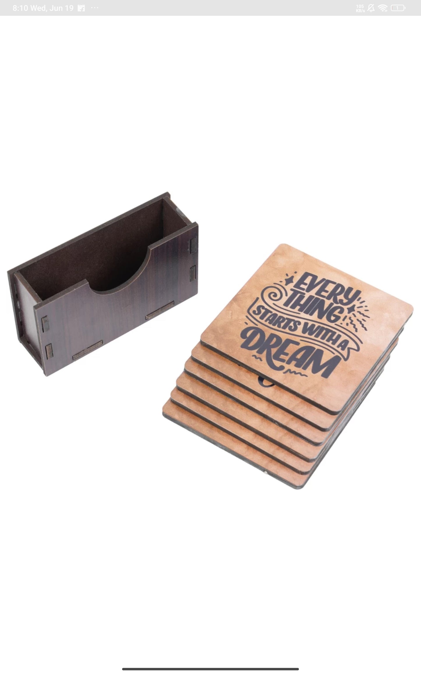 Reversible Wood Coaster Set  (Pack of 6)