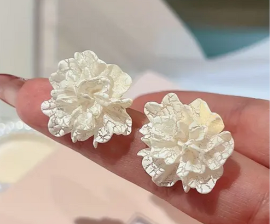 Korean White Flower Earrings &amp; Studs