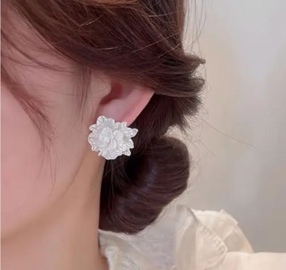 Korean White Flower Earrings &amp; Studs