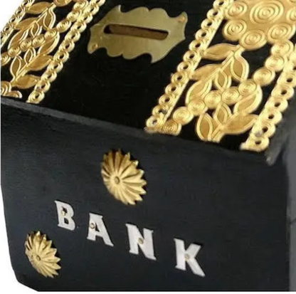 Wooden Beautifully Coin Bank Black