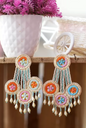 Three Tier Fabric Chandbali Earring