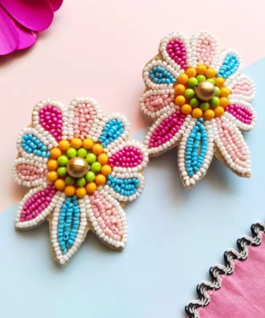 Multicolor Flower Holi Party Handmade earrings