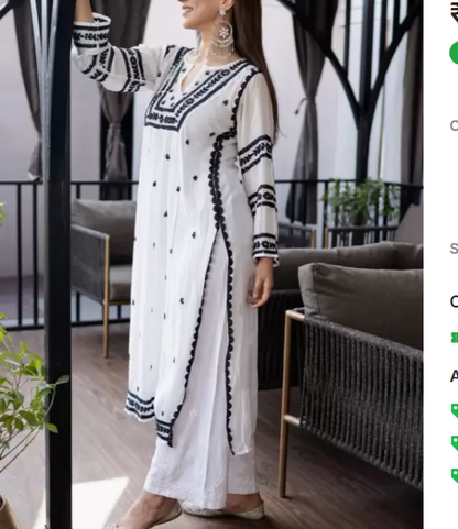 Women Embroidered Cotton Blend Straight Kurta