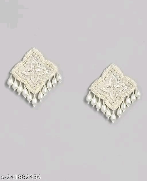 white beads earrings