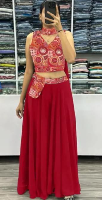 pink Embroidery Dori V Neck Sequence and blouse palazzo set for women